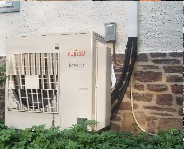 Rooftop HVAC with city view